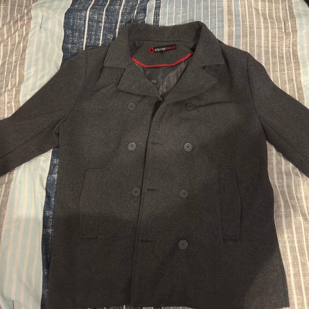 Alpine Swiss Men's Dark Gray Peacoat